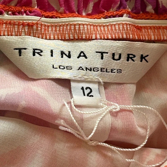 Trina Turk Silk Halter Ruched Maxi Dress Ruffle bottom NEW Size 12 - Picture 8 of 10